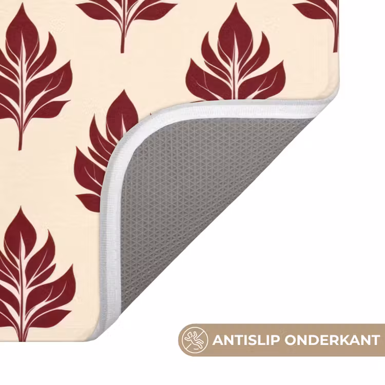 Badmat - Botanisch - Patroon - Bordeaux — 3