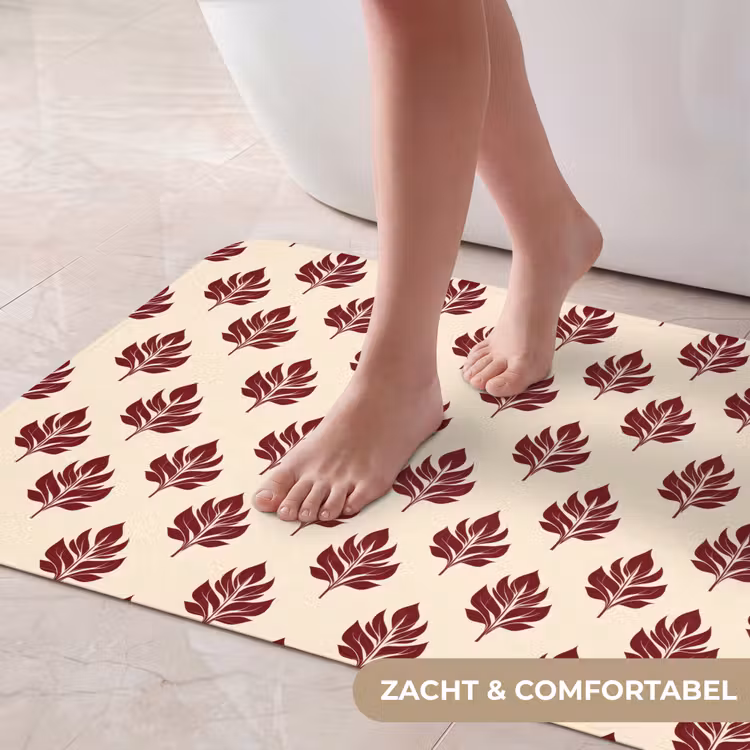 Badmat - Botanisch - Patroon - Bordeaux — 5