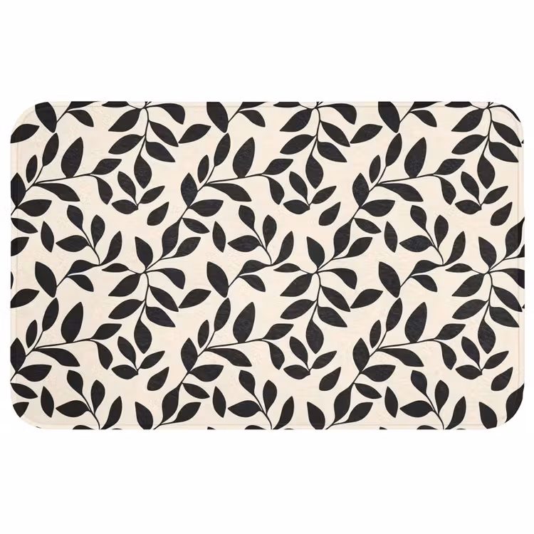 Badmat - Elegant - Patroon - Zwart - Beige — 1