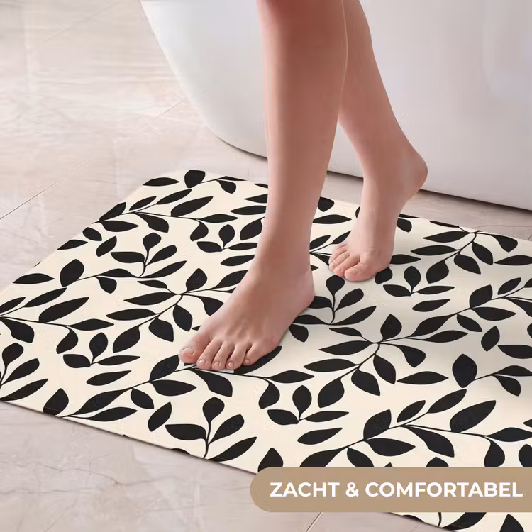 Badmat - Elegant - Patroon - Zwart - Beige — 5