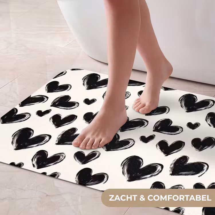Badmat - Hartjes - Patroon - Zwart — 5
