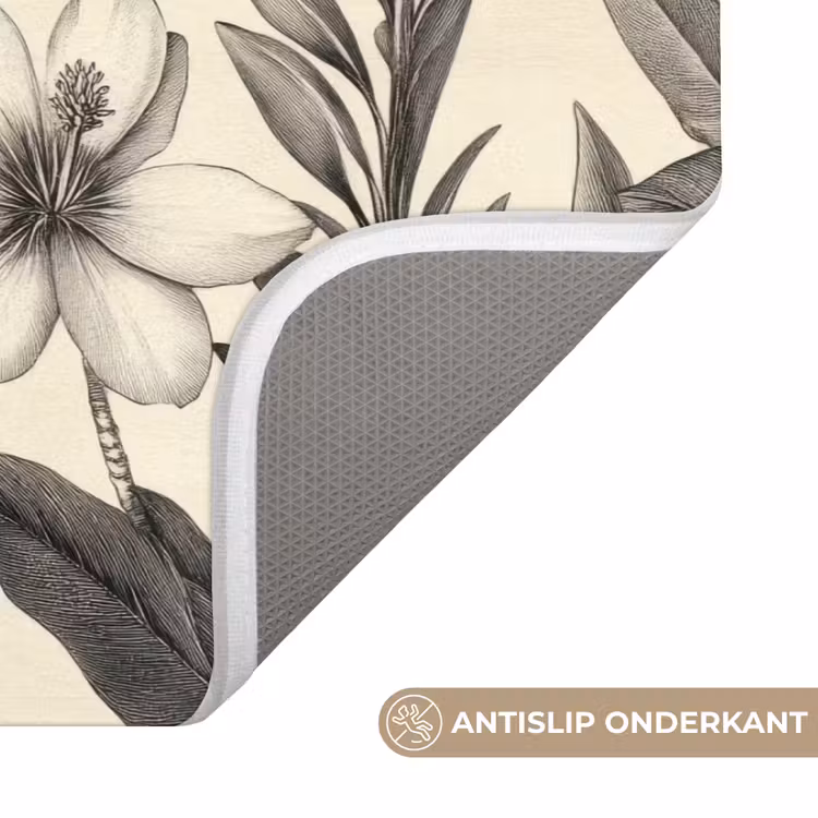 Badmat - Klassiek - Botanisch - Zwart - Beige — 3