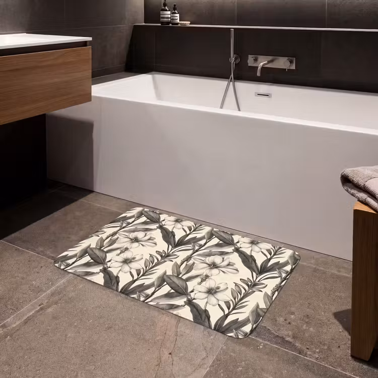 Badmat - Klassiek - Botanisch - Zwart - Beige — 4