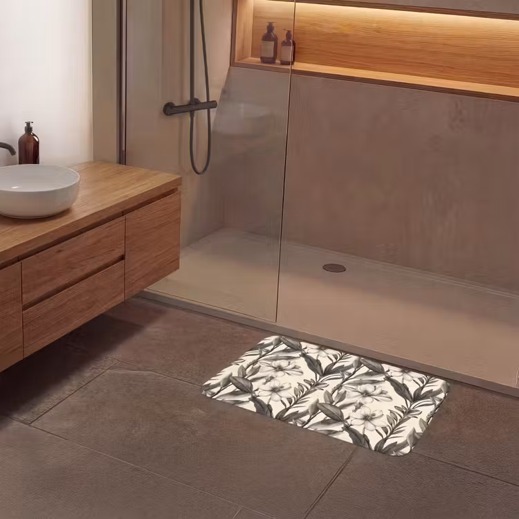 Badmat - Klassiek - Botanisch - Zwart - Beige — 6