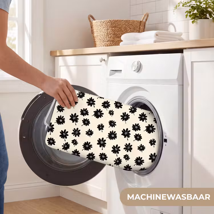 Badmat - Madeliefjes - Grafisch - Zwart - Beige — 7