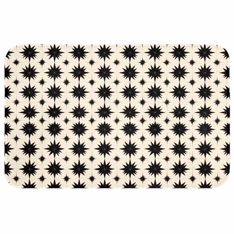 Badmat - Stervormen - Geometrisch - Zwart — 1