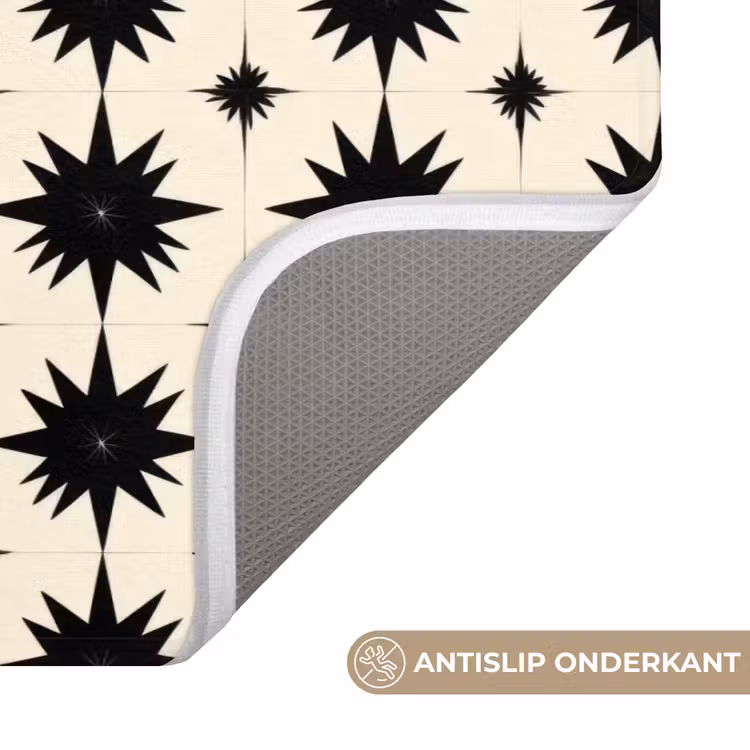Badmat - Stervormen - Geometrisch - Zwart — 3