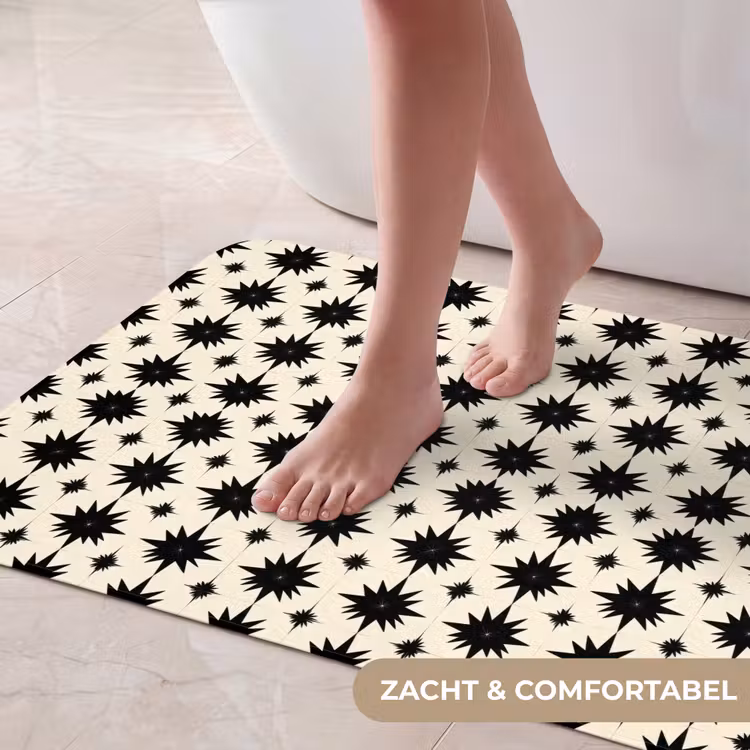 Badmat - Stervormen - Geometrisch - Zwart — 5