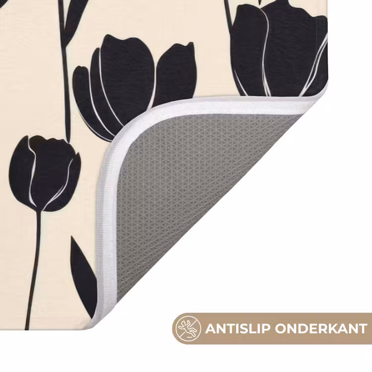 Badmat - Tulpen - Patroon - Zwart — 3