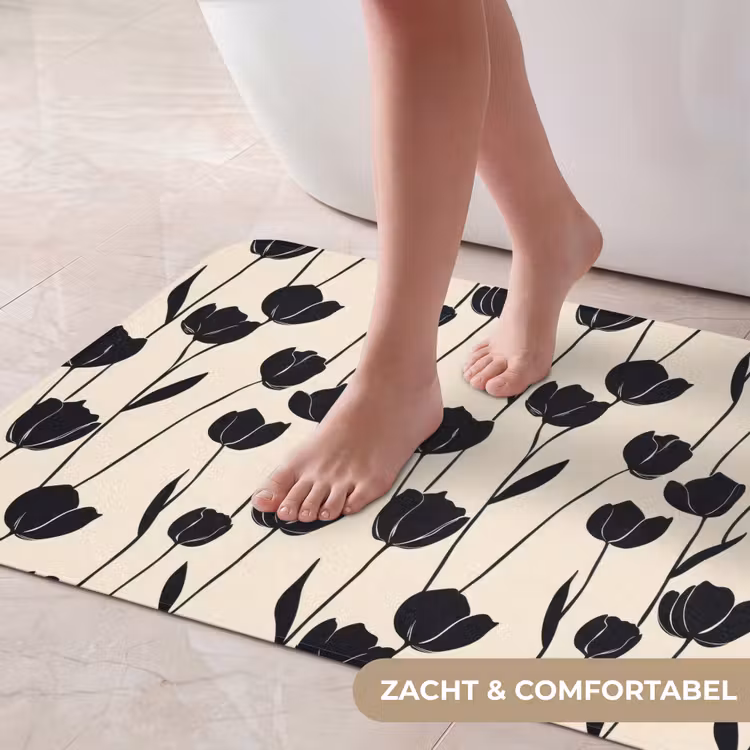 Badmat - Tulpen - Patroon - Zwart — 5