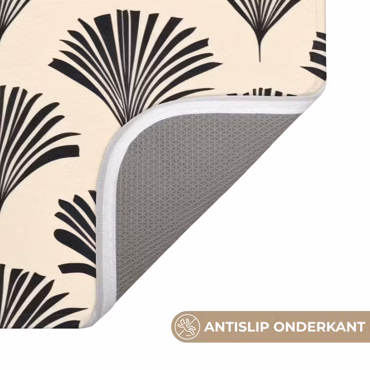 Badmat - Waaiers - Botanisch - Zwart - Beige — 3
