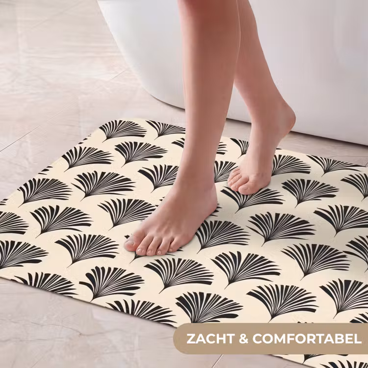 Badmat - Waaiers - Botanisch - Zwart - Beige — 5