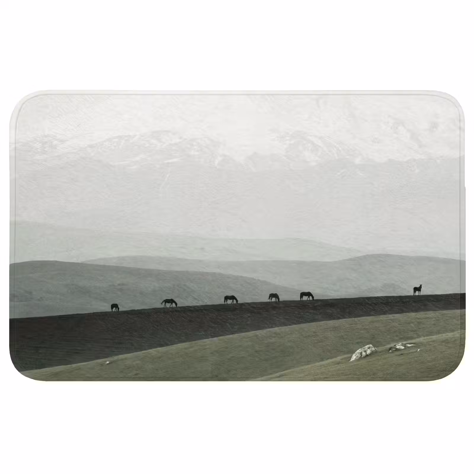Badmat - Grijs - Berg - Paarden — 1