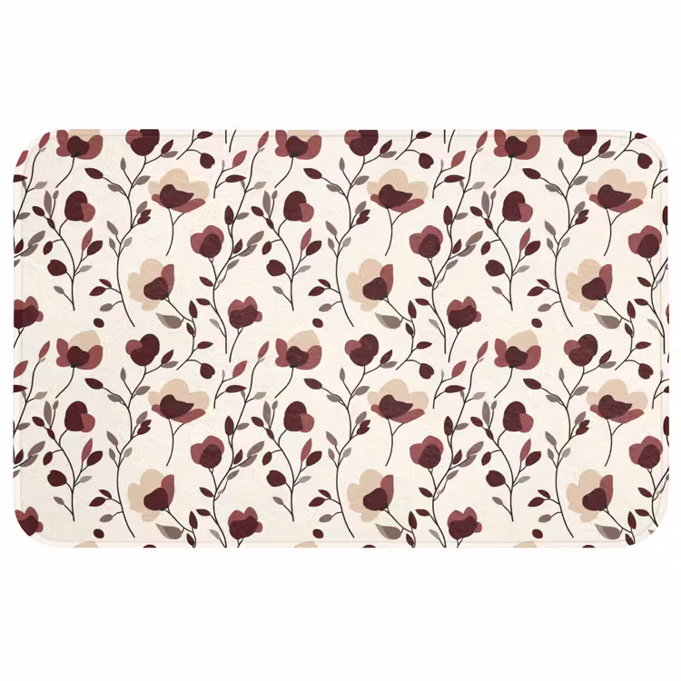 Badmat - Bloemen - Botanisch - Bordeaux — 1