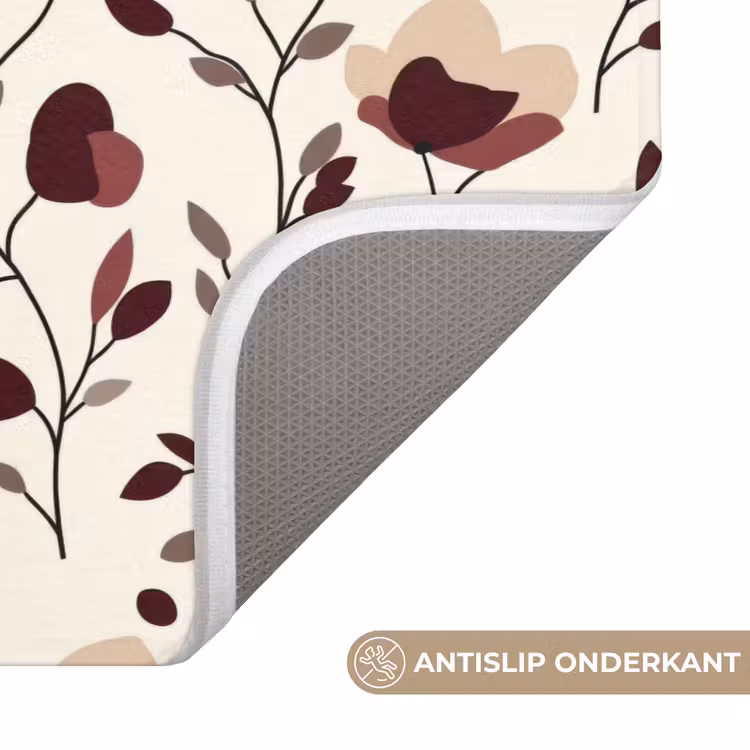 Badmat - Bloemen - Botanisch - Bordeaux — 3