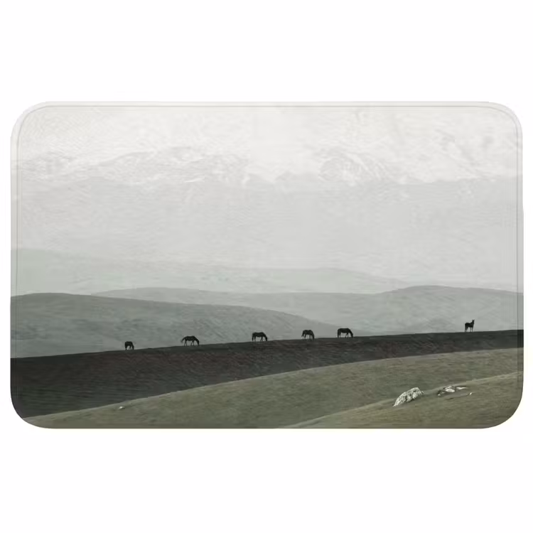Badmat - Grijs - Berg - Paarden — 1