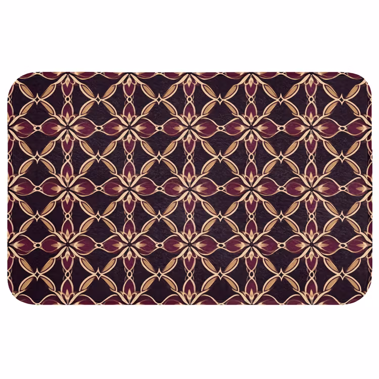 Badmat - Symmetrisch - Tegel - Burgundy — 1
