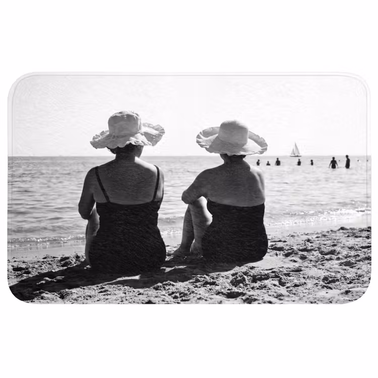 Badmat - Vrouwen - Zonnehoed - Strand - Zwart - Wit — 1