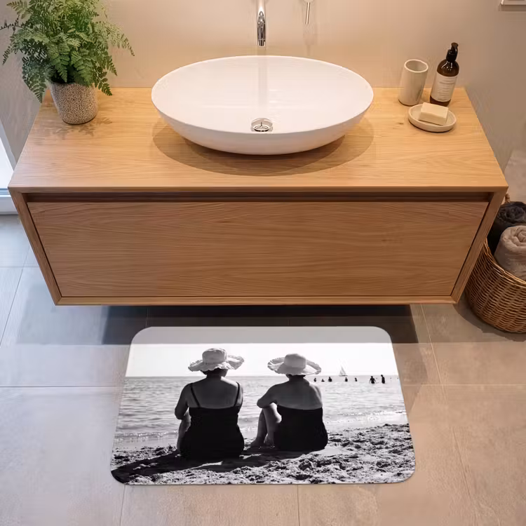 Badmat - Vrouwen - Zonnehoed - Strand - Zwart - Wit — 2