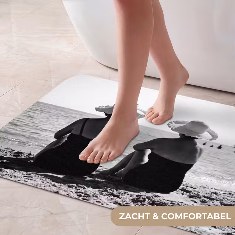 Badmat - Vrouwen - Zonnehoed - Strand - Zwart - Wit — 5