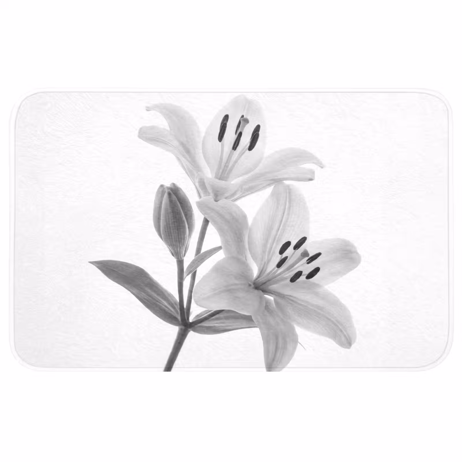 Badmat - Lelies - Elegant - Zwart - Wit — 1