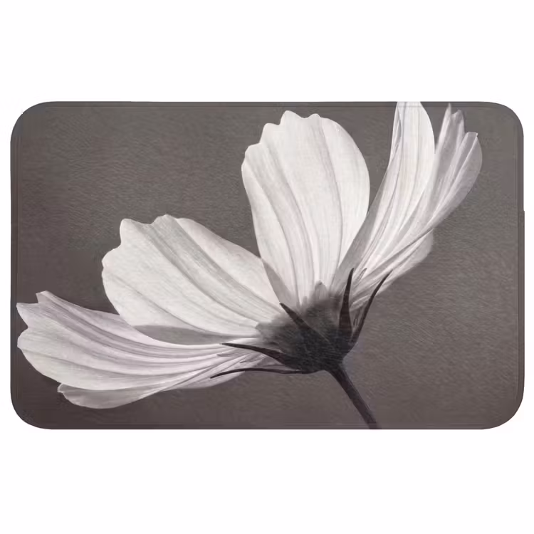 Badmat - Bloem - Minimalistisch - Zwart - Wit — 1