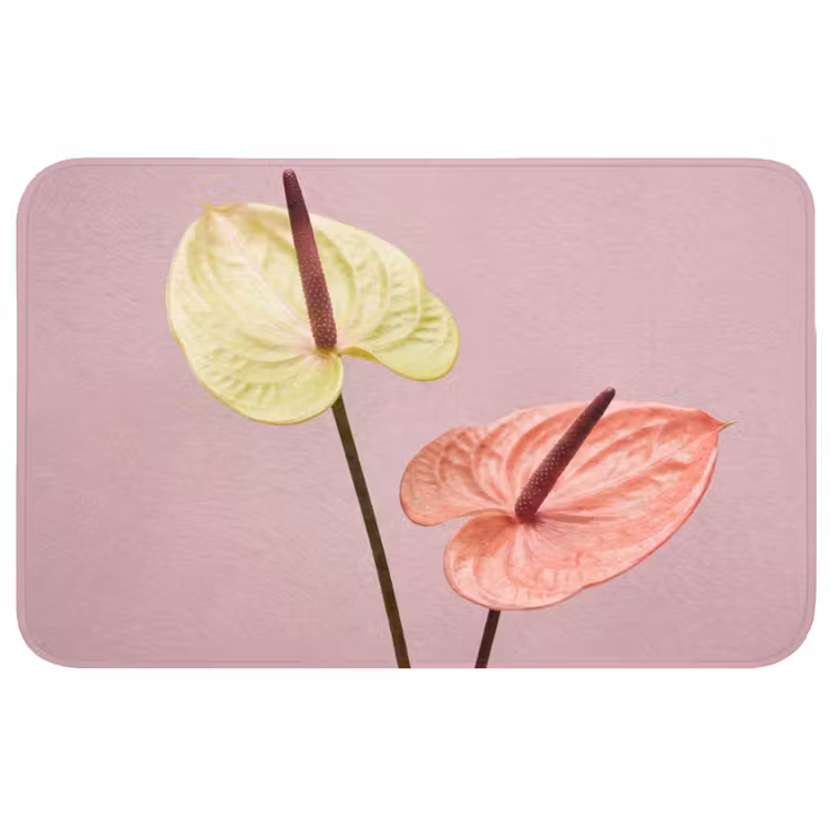 Badmat - Bloemen - Anthuriums - Geel - Roze — 1