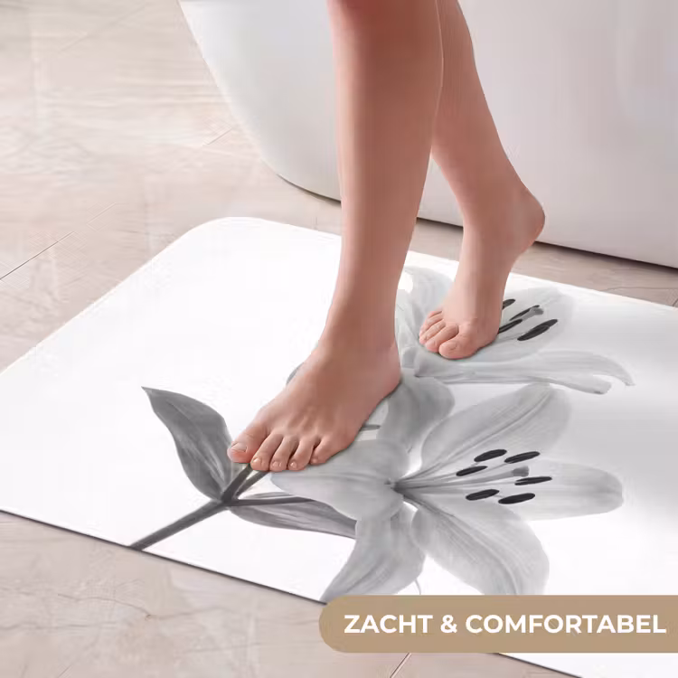 Badmat - Lelies - Elegant - Zwart - Wit — 5