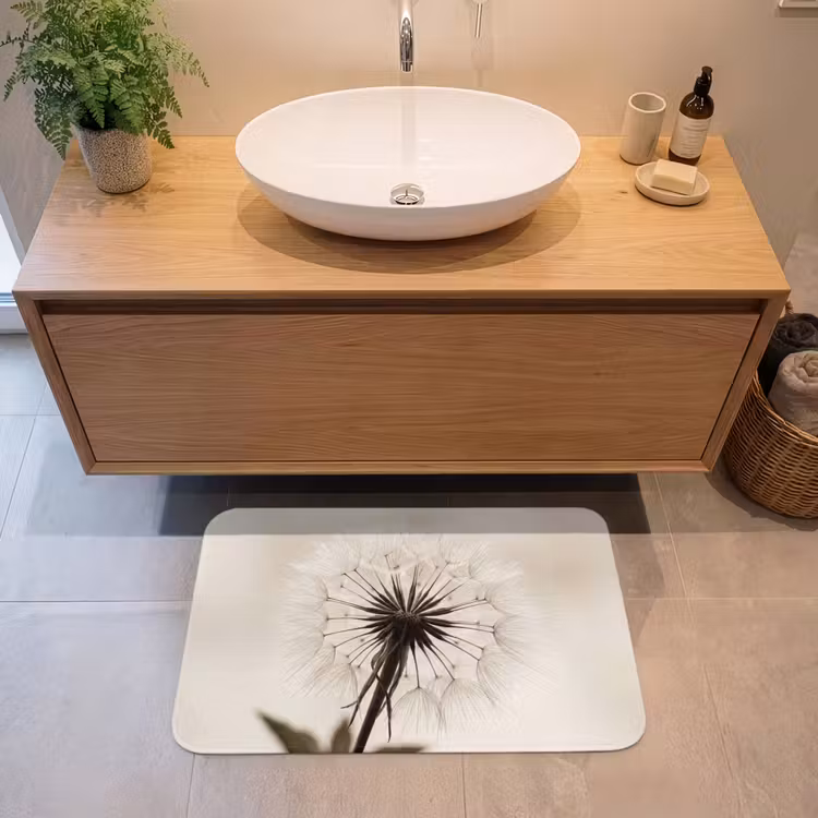Badmat - Paardenbloem - Minimalistisch - Wit — 2