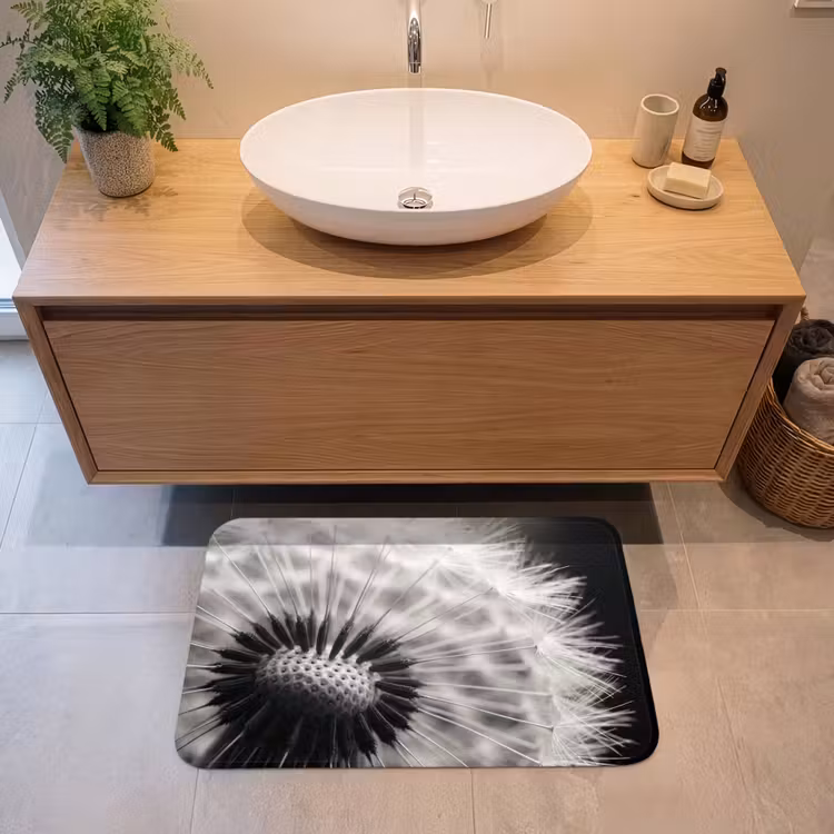 Badmat - Paardenbloem - Zwart - Wit — 2