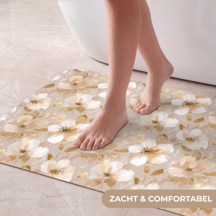 Badmat - Bloemen - artistiek - Goud — 5