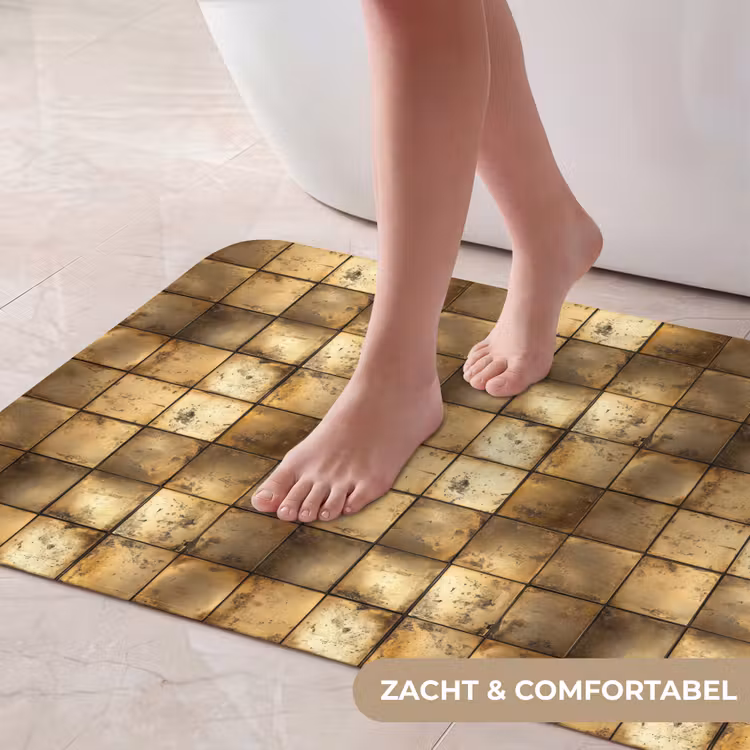 Badmat - Geometrisch - Tegels - Goud — 5