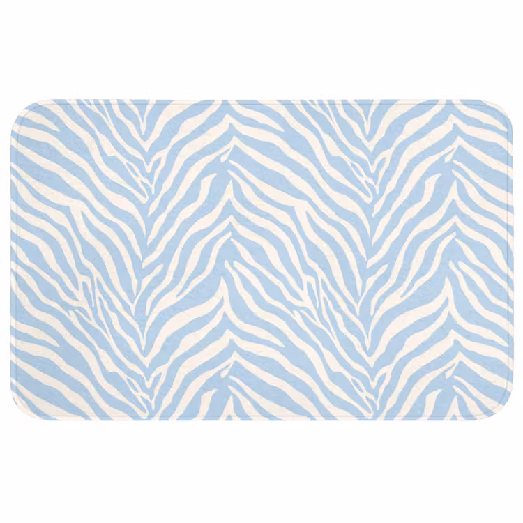 Badmat - Zebra - Motief - Blauw - Wit — 1