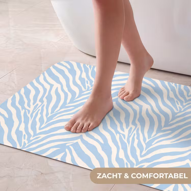 Badmat - Zebra - Motief - Blauw - Wit — 5