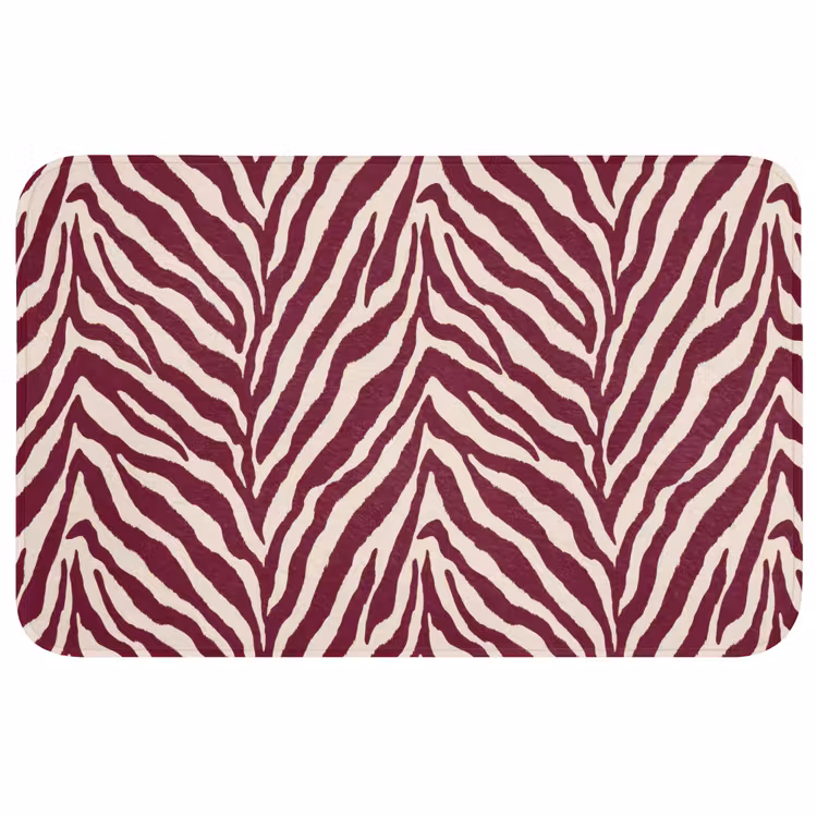 Badmat - Zebra - Motief - Bordeaux - Rood — 1