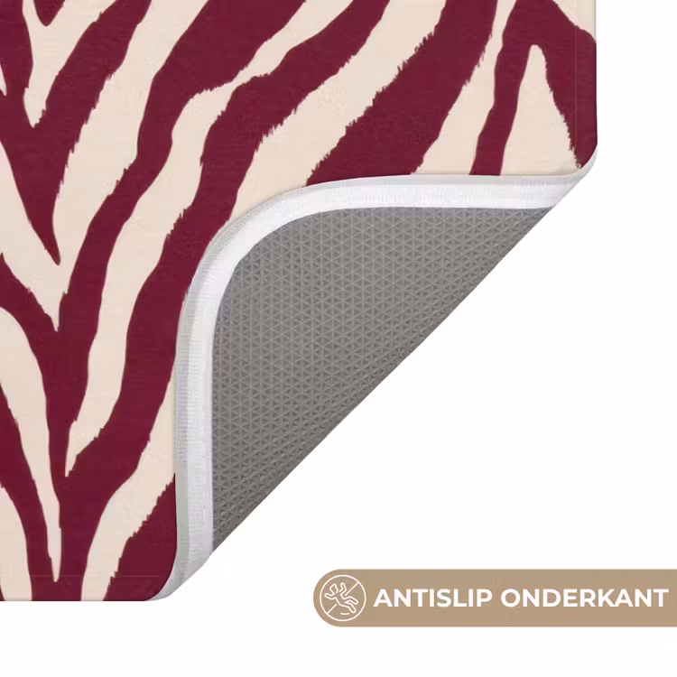 Badmat - Zebra - Motief - Bordeaux - Rood — 3