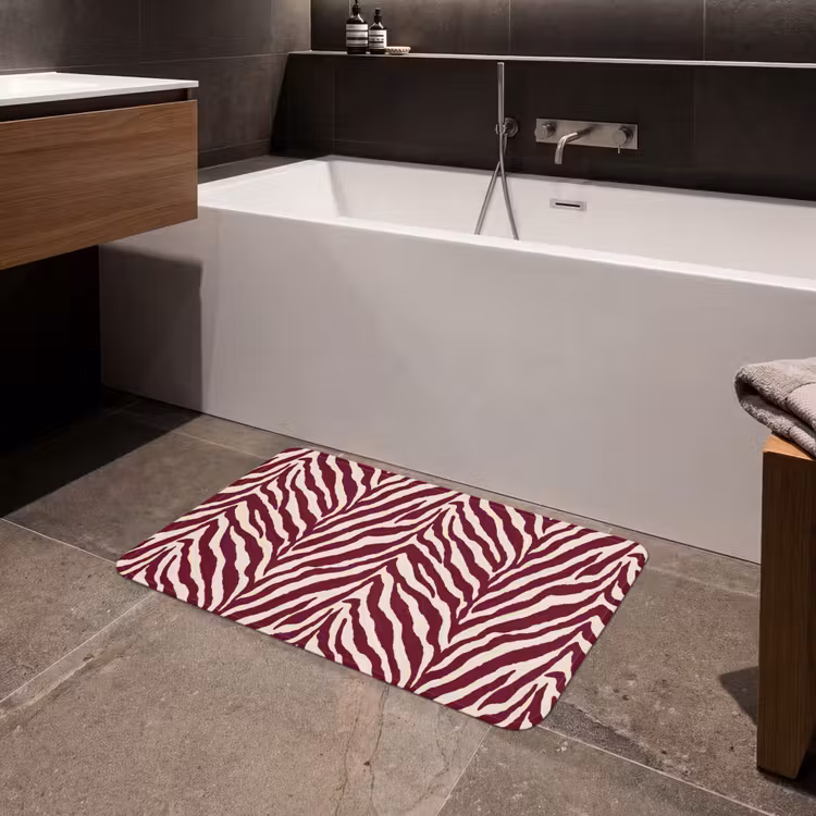 Badmat - Zebra - Motief - Bordeaux - Rood — 4