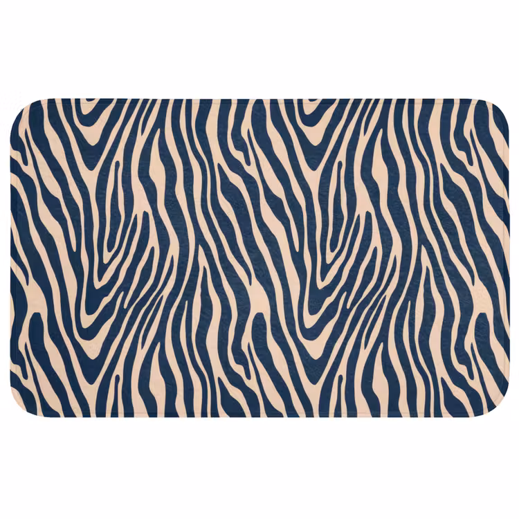 Badmat - Zebra - Patroon - Blauw - Beige — 1