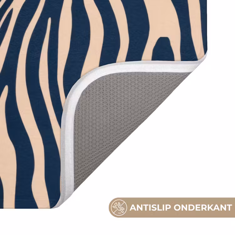 Badmat - Zebra - Patroon - Blauw - Beige — 3