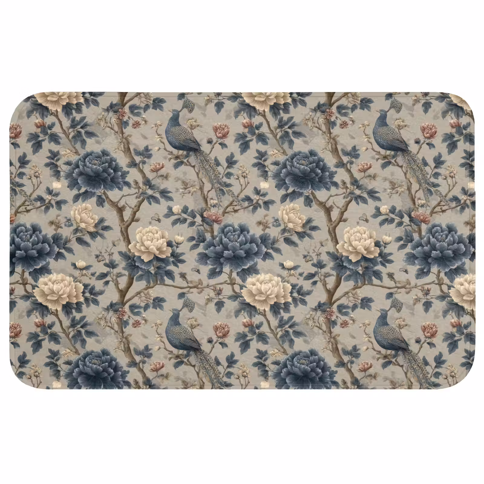 Badmat - Pauw - Bloemen - Blauw — 1