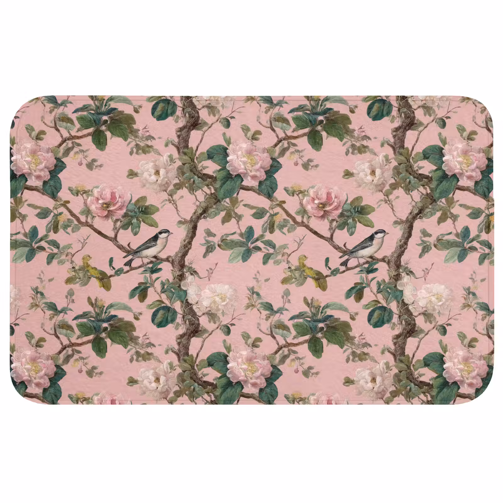 Badmat - Pioenrozen - Botanisch - Vogel — 1