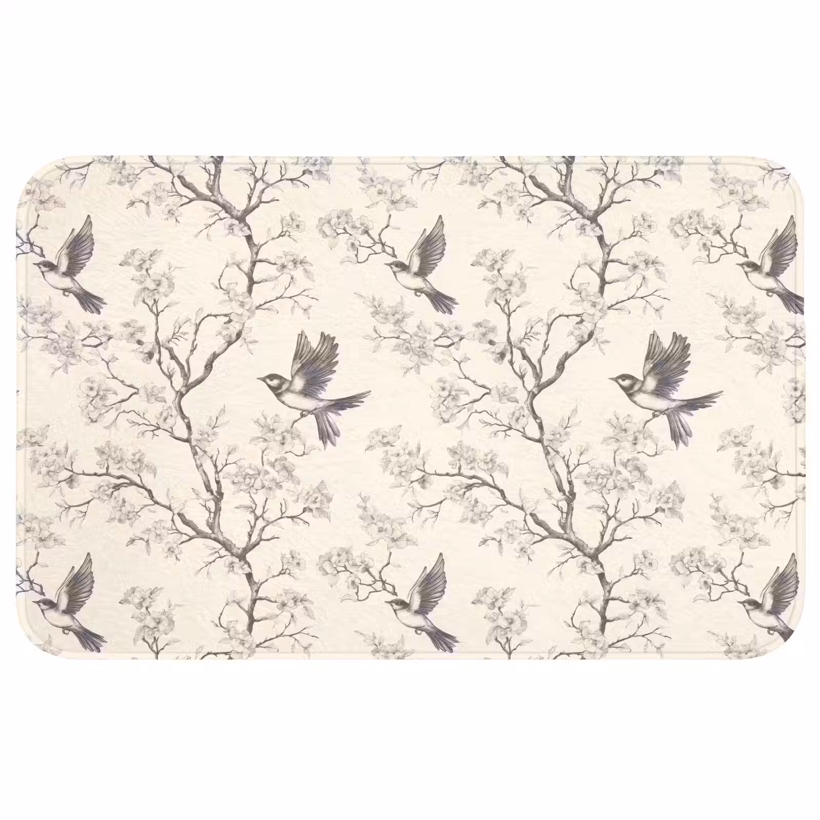 Badmat - Takken - Vogels - Beige — 1