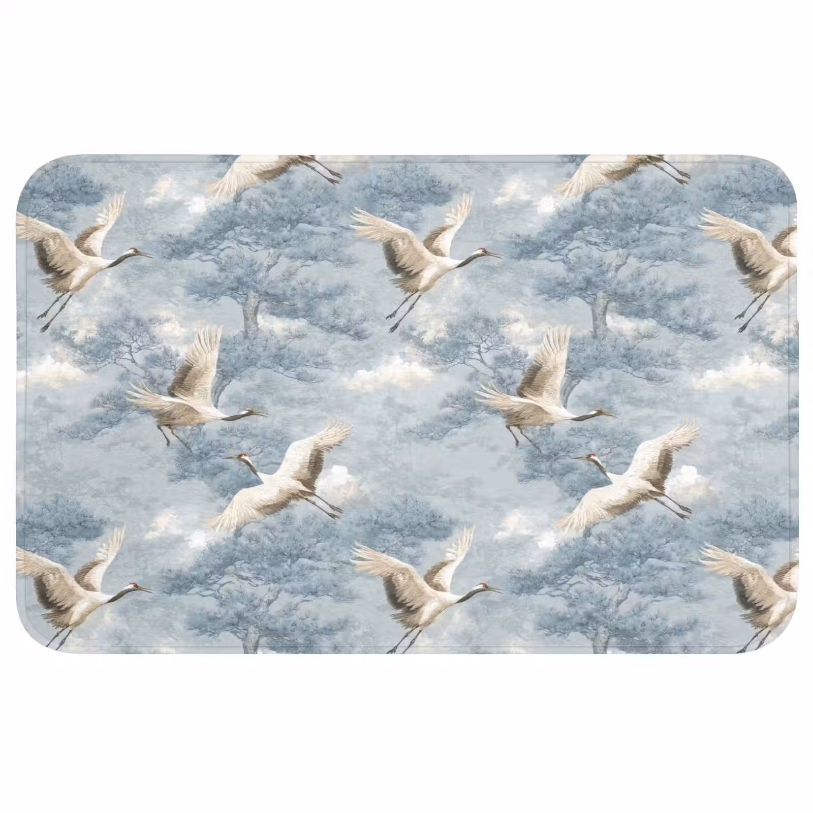 Badmat - Wolken - Kraanvogels - Blauw — 1