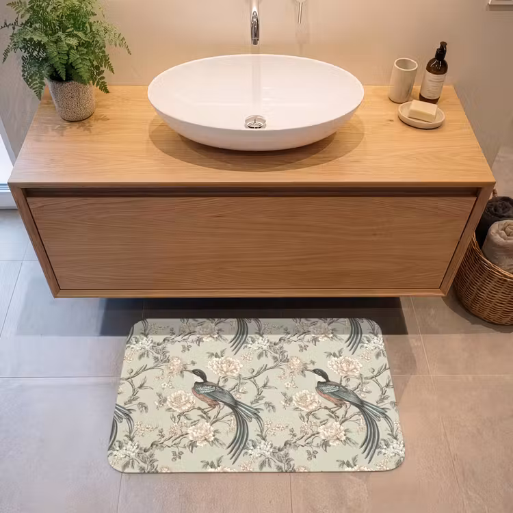 Badmat - Bloem - Vogel - Kleurrijk — 2