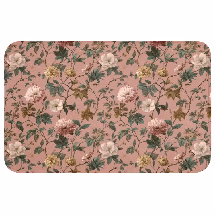 Badmat - Bloemen - Klassiek - Roze — 1