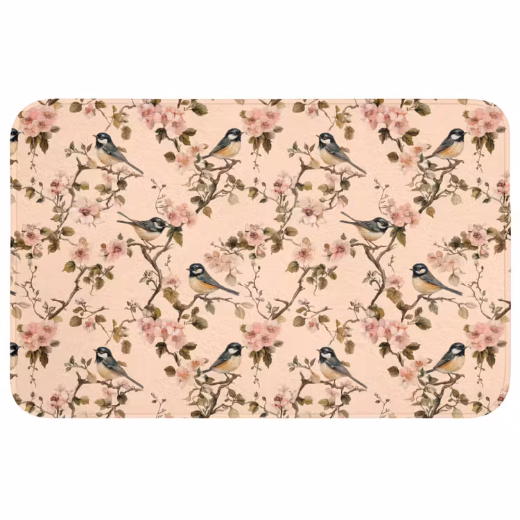 Badmat - Bloesem - Koolmees - Roze — 1
