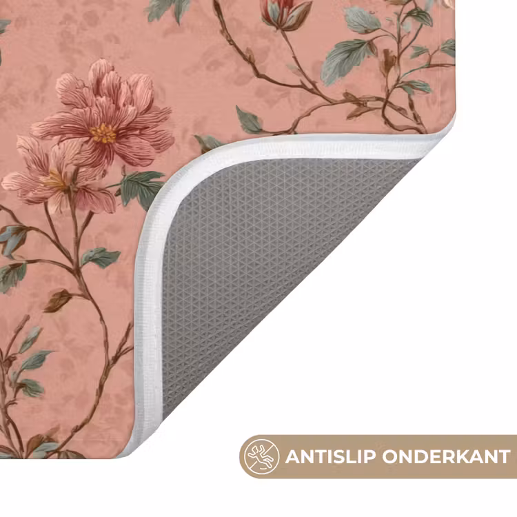 Badmat - Botanisch - Bloemen - Roze — 3