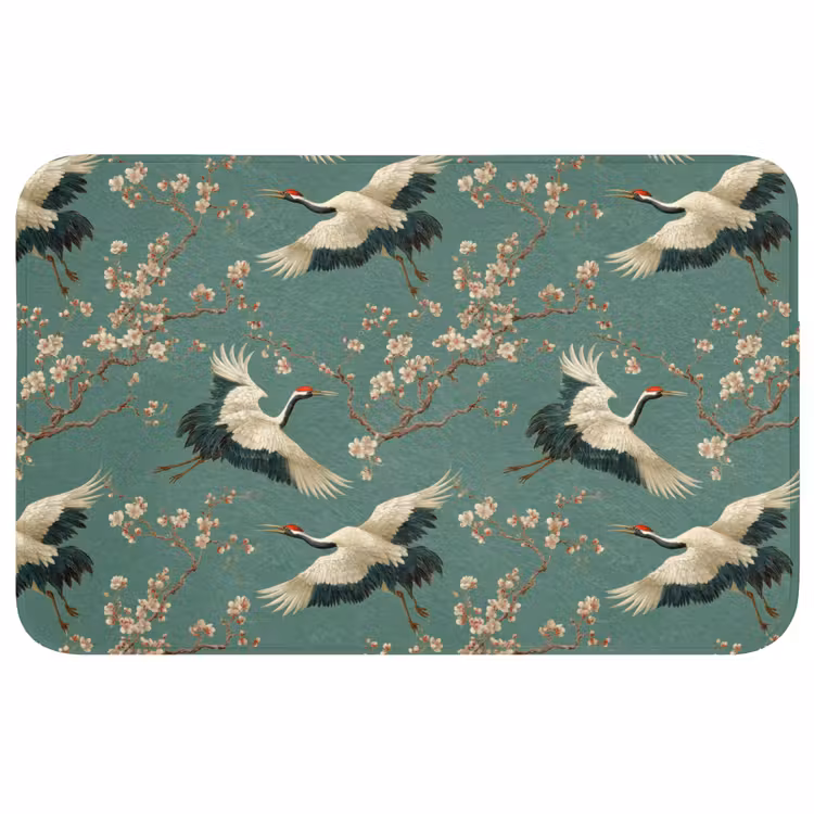 Badmat - Kersenbloesem - Kraamvogels - Groen — 1