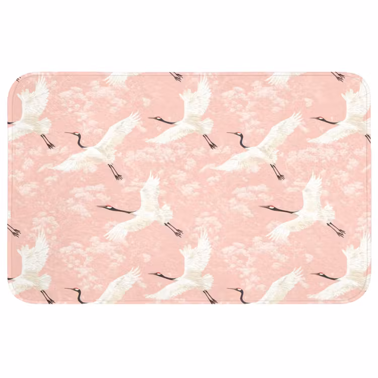 Badmat - Kraanvogels - Bloesem - Roze — 1