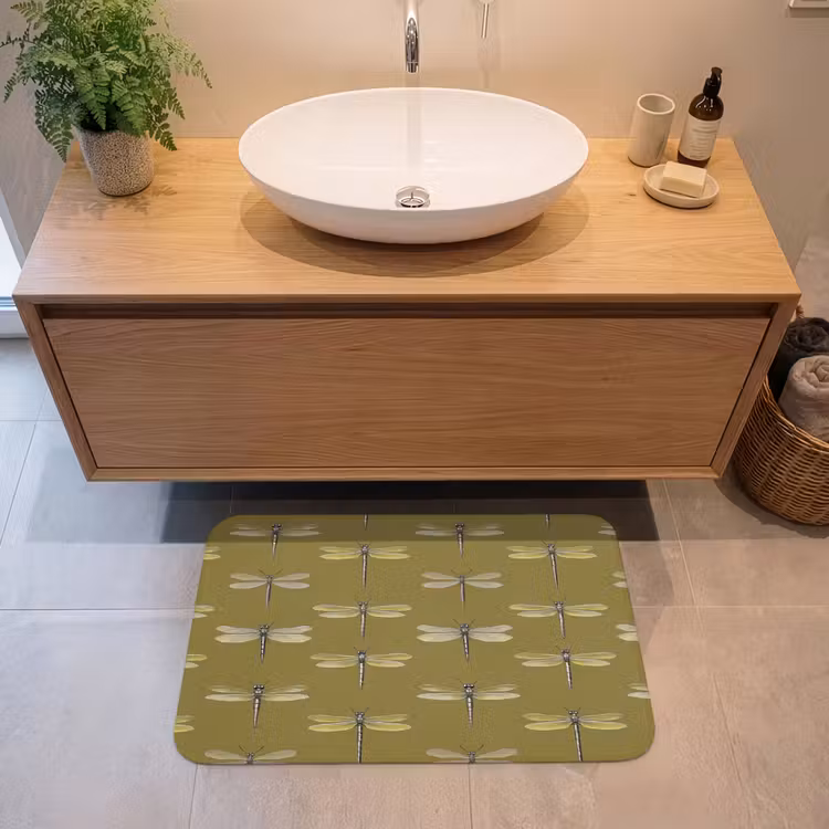 Badmat - Libellen - Patroon - Groen — 2